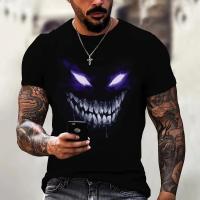 Camiseta para hombre con gráficos del diablo, ropa de calle de manga corta con cuello redondo, camiseta holgada para deportes al aire libre, ropa de gran tamaño para exteriores - details 1