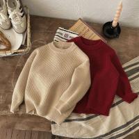 Suéter versátil para otoño e invierno, ajuste holgado para niños y niñas, jersey cálido y grueso de color sólido, suéter para niños, - details 1