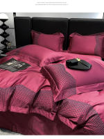 Juego de Ropa de Cama de 4 Piezas en Color Sólido de Algodón Pima Bordado Nuevo para Hotel o Hogar - details 2