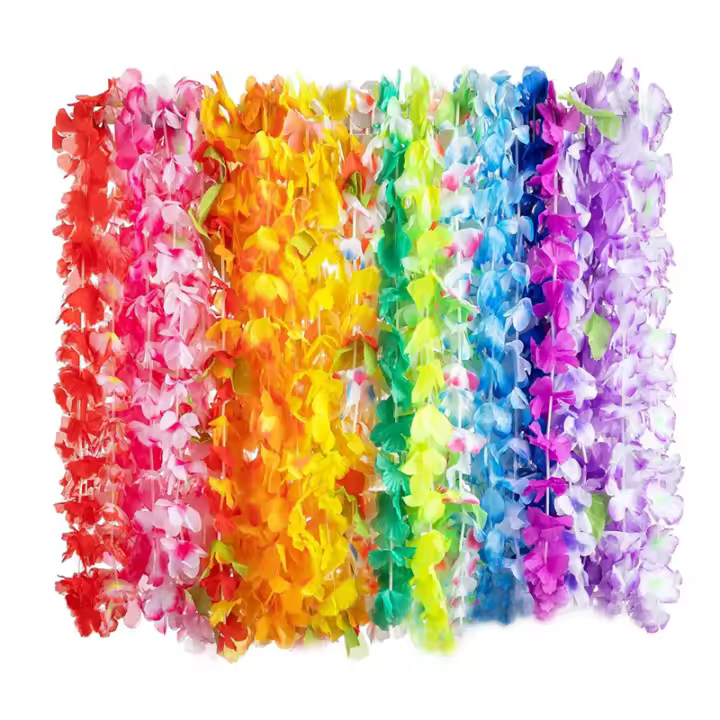 Collar de Flores Hawaianas para Decoración de Fiestas, 60 Piezas - 1
