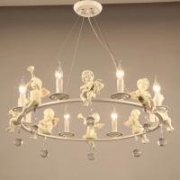 Lámpara de techo de Ángel de resina europea, luz Led para sala de estar, comedor, lámpara de techo de cristal E14, Lustre - details 7