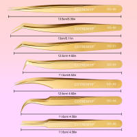 Pinzas de alta precisión para extensiones de pestañas, pinzas de acero inoxidable de alta precisión para pelo encarnado, cejas - details 2