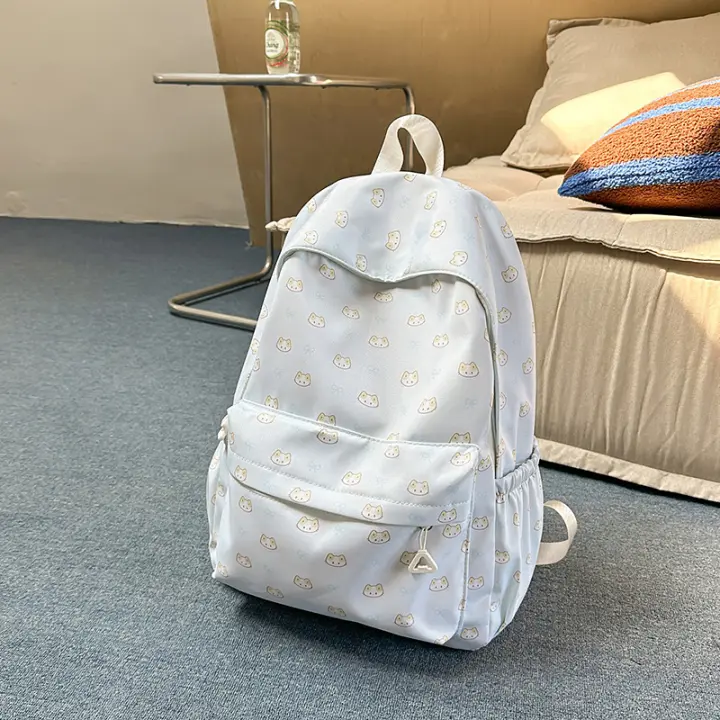 Mochila escolar con lazo para niña y gato, morral suave de estilo japonés para estudiantes de secundaria, cachorros y estudiantes universitarios - 1