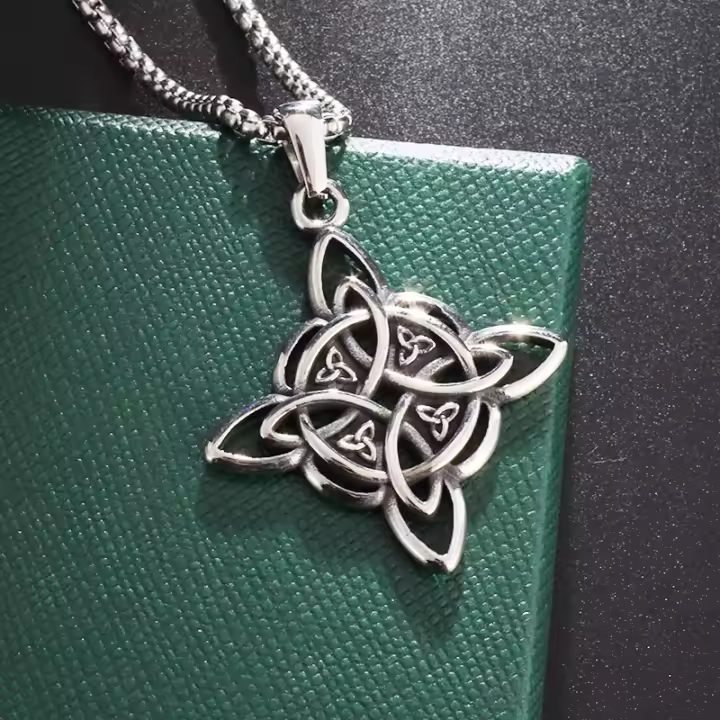 Collar de nudo de bruja de acero inoxidable, nudo mágico, símbolos de brujería pagana, colgante, collar de nudo celta, regalos de joyería para mujeres - 1
