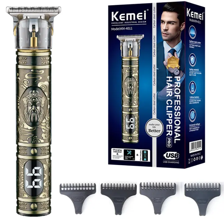 Kemei-cortadora de pelo eléctrica para hombre, máquina de corte de pelo profesional, recargable, de metal completo, Original - 1