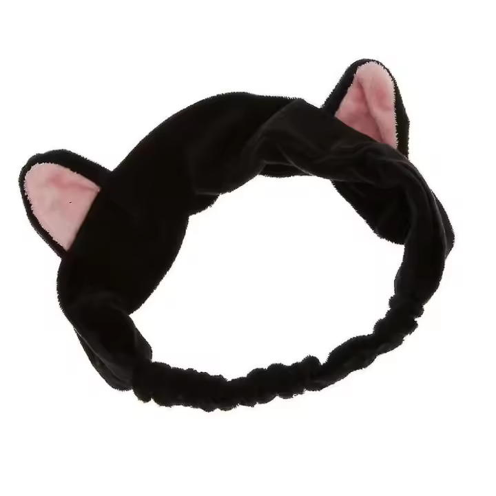 3 diademas suaves con orejas de gato para niñas, ideales para baño, spa y maquillaje. - 1