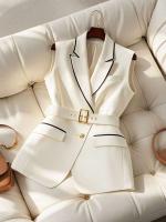 Chaleco Tre Blanco de moda coreana, nuevo artículo de otoño, top de mujer sin mangas adelgazante con cintura Viero de gama alta - details 1