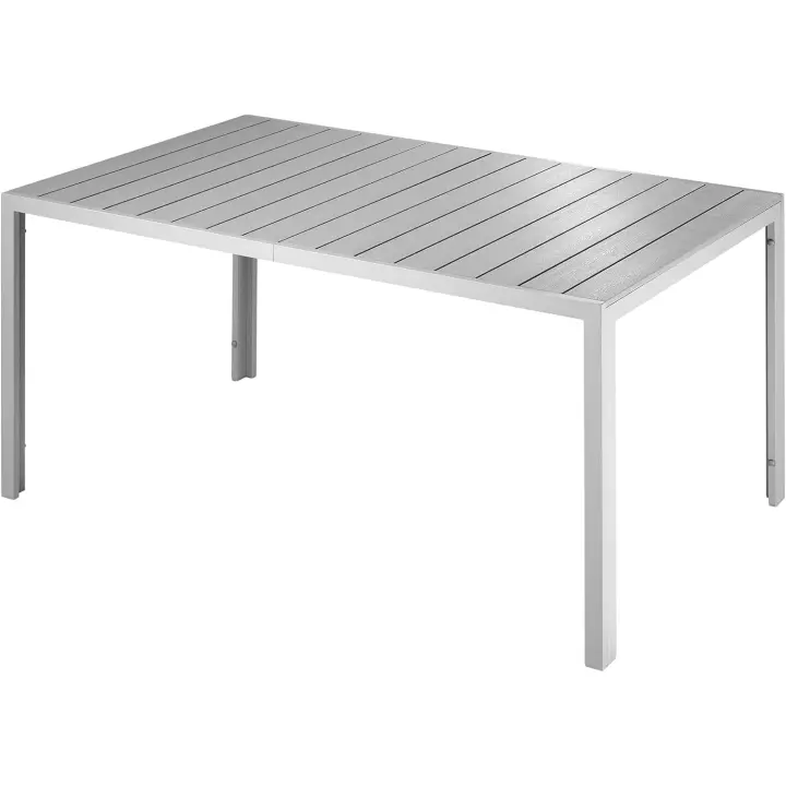 Aluminio 150x90x74,5cm, Mesa Terraza, Patas Ajustables y Topes, Mueble Jardín Resistente a Intemperie, - 1