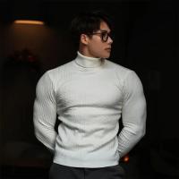 Suéter de Cuello Alto para Hombres Estilo Básico a Rayas de Otoño Cálido Pullover de Manga Larga - details 2