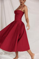 Vestido de mujer sin mangas y hombros, diseño elegante, vestido de corte - details 34