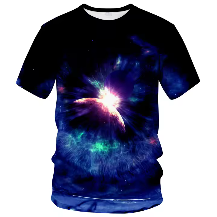 Hombres de verano 3D ojos arte patrón impreso camiseta casual - 1