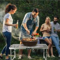 Mesa Plegable, fácil de Guardar, Mesa de Picnic compacta y portátil para Parrilla, Camping al Aire Libre, jardín, Patio, Comedor, Barbacoa, Fiesta, Mercado, 3 pies (Mediana, Plateada) - details 1