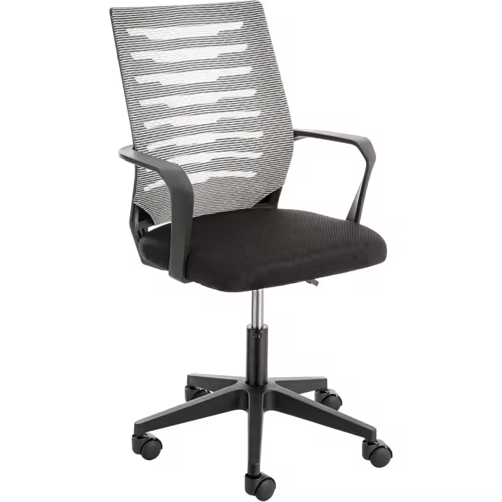 Silla de Oficina Giratoria Acolchada, Sillón de Oficina con Altura Regulable y Reposabrazos, con Asiento Ergonómico, Color Gris - 1
