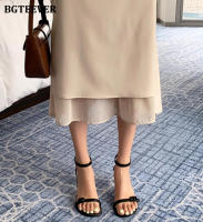BGTEEVER Chic Elegant High Waist Ladies Solid Mermaid Skirts Spring Summer Fashion Ladies Slim Package Hip Mid-Length Skirts - details 11