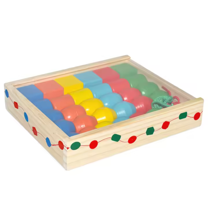 Cuentas de cordones de madera, juguetes de madera, juguete de desarrollo, resolución de problemas, regalo para niño o niña, 3 + - 1