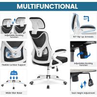 Silla de Oficina Ergonómica Ajustable Reposacabezas Giratoria Blanco Gris - details 27