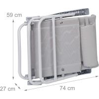 Tumbona Plegable con Reposacabezas, Abrebotellas y Reposabrazos, Sintético-Acero, Gris - details 4