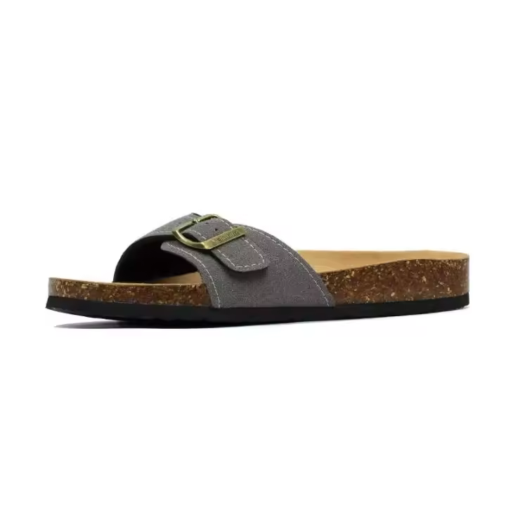 Sandalias planas de mujer 2024 con puntera de corcho, tallas de verano 6-11, zapatillas antideslizantes ajustables - 1
