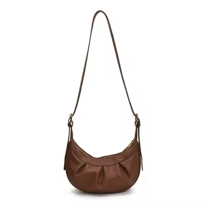Bolso cruzado plisado de estilo coreano, bolso ligero de Color sólido de PU, bolso de mano de cuero suave, bolso de hombro para mujer - 1