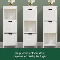Armario de Suelo para baño Mueble Columna de baño con 2 Cajones y 1 Estantes Blanco 30 x 30 x 89 cm Blanco - details 3