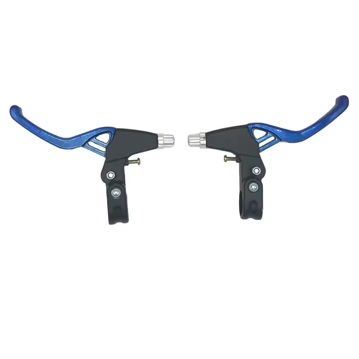 Palancas de freno de bicicleta, 2 piezas, aleación de aluminio, Universal, 4 dedos, 2,2 cm, se adapta a la mayoría de bicicletas, MTB, BMX, bicicleta de carretera, 1 par (Azul) - 1