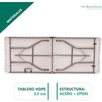 Mesa Plegable Sólida 180cm, portátil, Normativa Uso público Interior/Exterior (EN 581-1/3) Tablero Resina HDPE 3,5cm, Capacidad 6/8 Personas y Carga 150 kg. multiuso - details 6