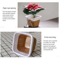 Flor fresca con cuerda de papel, tejido pequeño en el césped, cesta decorativa, cubierta interior ETA, contenedor de plantas - details 3