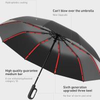 Paraguas plegable totalmente automático con 1 mango y hebilla, fácil de transportar, más grande, más grueso y resistente. Adecuado para hombres y mujeres, portátil y resistente al viento, resistente al viento de doble capa, varios huesos de paraguas, asas - details 1