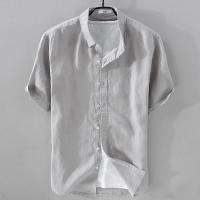 Verano pantalón corto casual manga color sólido simple camisa de hombre versátil clásico tops - details 4