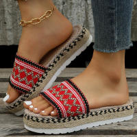 Sandalias de plataforma gruesa para mujer, alpargatas, chanclas, talla grande, color rojo, 43, 42, 41, 40 - details 8