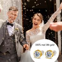 Pendientes de Moissanita Diamante Real AU750 0.3-2ct en Oro Auténtico 18K Joyería Fina Brillante Regalo de Boda para Mujer Mujer - details 4