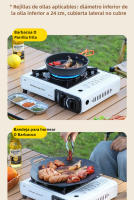 Hornillo de gas portátil, Estufa de cassette portátil, compacto de camping con maletín de transporte, cocina de exterior regulable continuamente con encendido piezoeléctrico automático, Estufa cassette de doble uso ESTUFA DE GAS PORTÁTIL - details 6