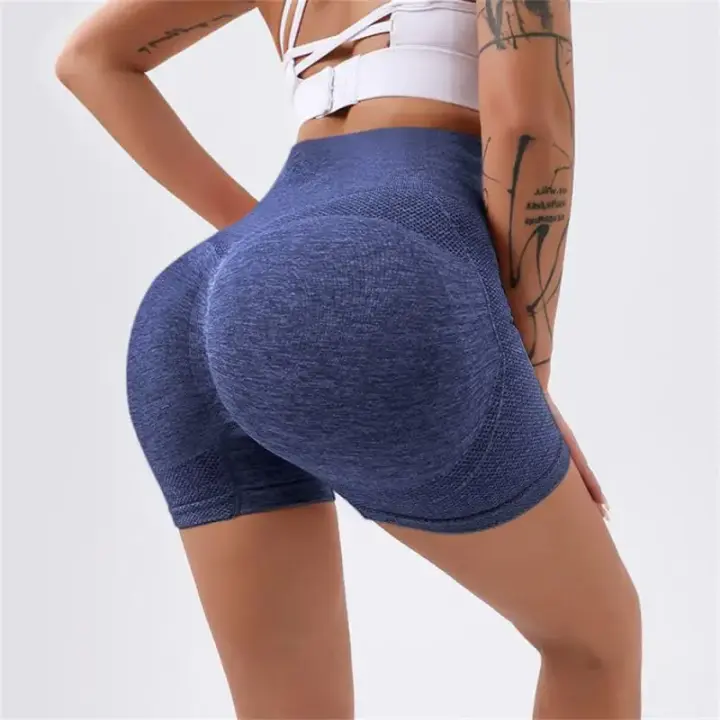 Pantalones cortos de Yoga de cintura alta para mujer, ropa deportiva para Fitness, levantamiento de glúteos, gimnasio, correr - 1