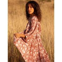Vestido corto de vacaciones de playa de rayón informal suelto con lazo floral para mujer de moda de verano - details 55