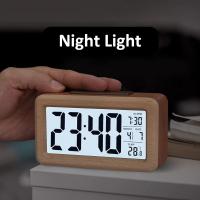 Despertador de madera con calendario y temperatura visualización. Reloj digital de madera maciza para decoración de escritorio. Idea de regalo - details 3