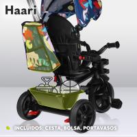 Haari Bicicleta 2 en 1 Menores hasta 25 kg 1,5-5 años Triciclo- Carrito Cesta espaciosa, Bolsa y portavasos Cinturones de 3 Puntos con Fundas Toldo Reposapiés Azul Oscuro - details 8