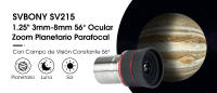 SVBONY SV215 1.25" 3mm-8mm Ocular planetario con zoom para observación lunar y planetaria - details 0