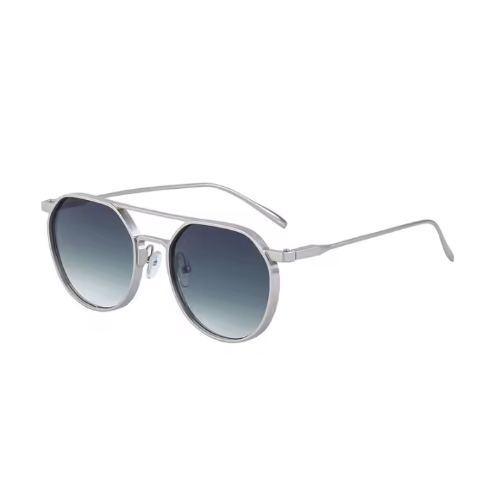 Gafas de Sol Retro Ovales de Metal Piloto de Doble Haz Resistentes al Sol de Alta Gama - 1