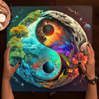 Mantel de tela para tarjetas de altar, cielo estrellado, Luna, planetas, para extender Tarot, cubierta de lectura, cascada de montaña - details 0