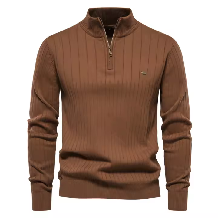 Suéter de alta calidad para hombre, suéter de color sólido medio cremallera, nuevo estilo de otoño e invierno 24. - 1