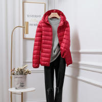 Chaqueta de plumón ultraligera con capucha para mujer, cálida y fina, talla grande - details 15
