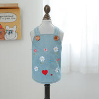 Ropa De Mascota 1PC Primavera Otoño Falda De Denim Con Flores Y Suspensión Para Perros De Tamaño Pequeño Y Medio - details 10