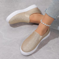 Mocasines de lentejuelas doradas brillantes, zapatillas de deporte de cuero Pu con plataforma sin cordones, zapatos planos informales antideslizantes para mujer, otoño, 2024 - details 4
