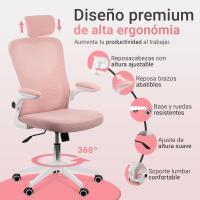 Silla de Oficina Ajustable y Reclinable Soporte Lumbar, Reposacabezas Ajustable, Plegable, Transpirable, Ruedas Giratorias 360° Soporta hasta 120kg - details 24