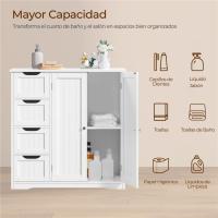 Armario de Baño de Suelo Mueble Auxiliar Comodo con 4 Cajones Estante Ajustable 81x30x83 cm Blanco - details 6