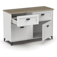 Taburete de Almacenamiento de Madera Roble Blanco Diseño de 2 Puertas y 1 Hueco - details 14