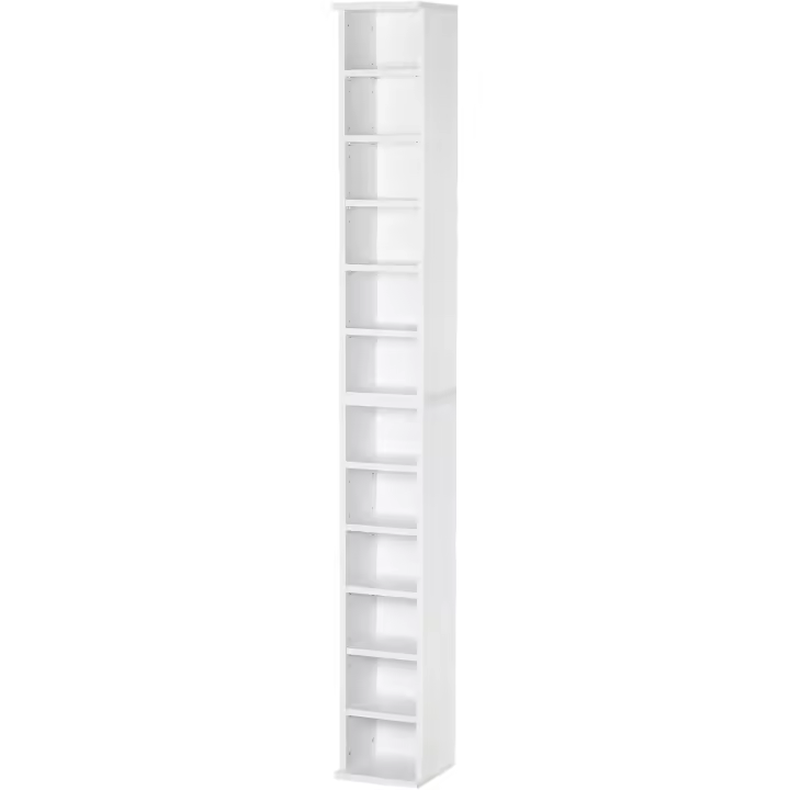 Estanterías para CD o DVD Soportes para CD con 12 Compartimientos para 204 CD y Estante Ajustable para Salón Dormitorio Oficina 21x22,5x88,5 cm Blanco - 1