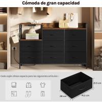 Cajonera para armario, cómoda dormitorio 8 cajones de tela, estantes de madera, cómoda de salón, cajas organizadoras, estructura metálica, estilo industrial - details 33