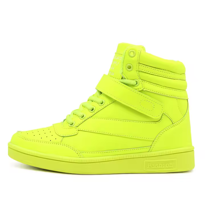 Zapatillas altas transpirables para mujer, zapatos deportivos informales antideslizantes, plataforma oculta, aumento de cuero - 1