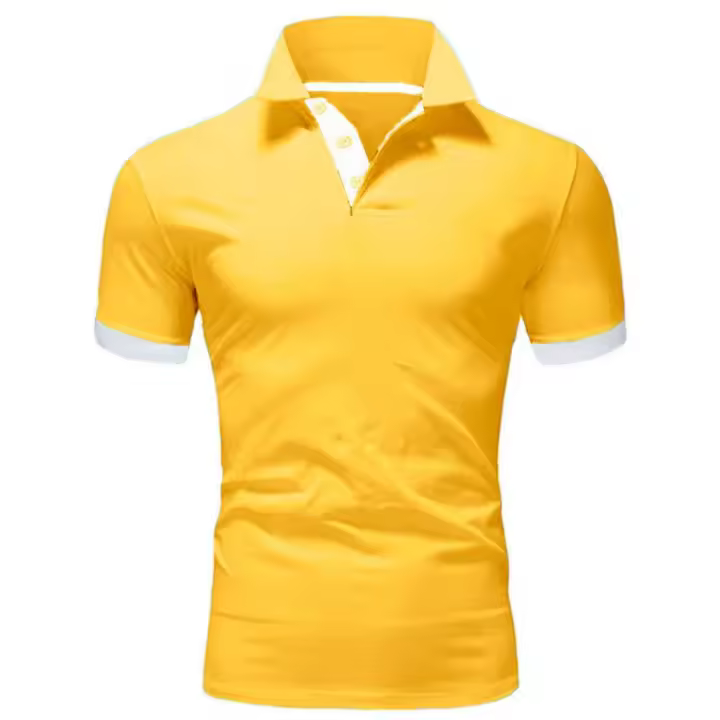 Polo de manga corta ajustado para hombre, camisa de cuello suave y sólido, trabajo, Golf, senderismo, informal, azul marino/blanco - 1
